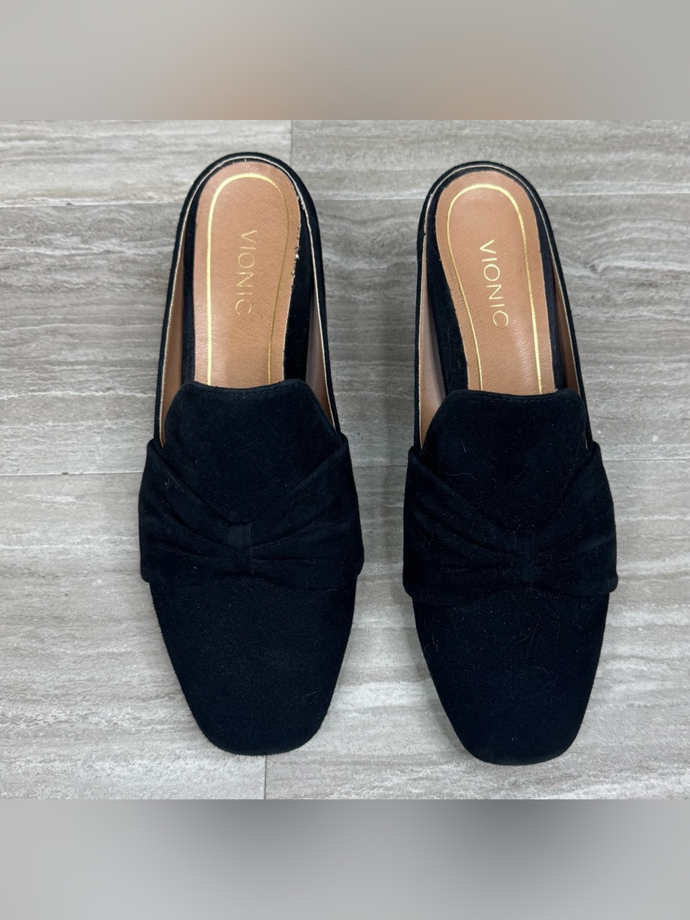 Vionic Presley Black Suede Knotted Mule Heels Womens Size 7 - Picture 3 of 12
